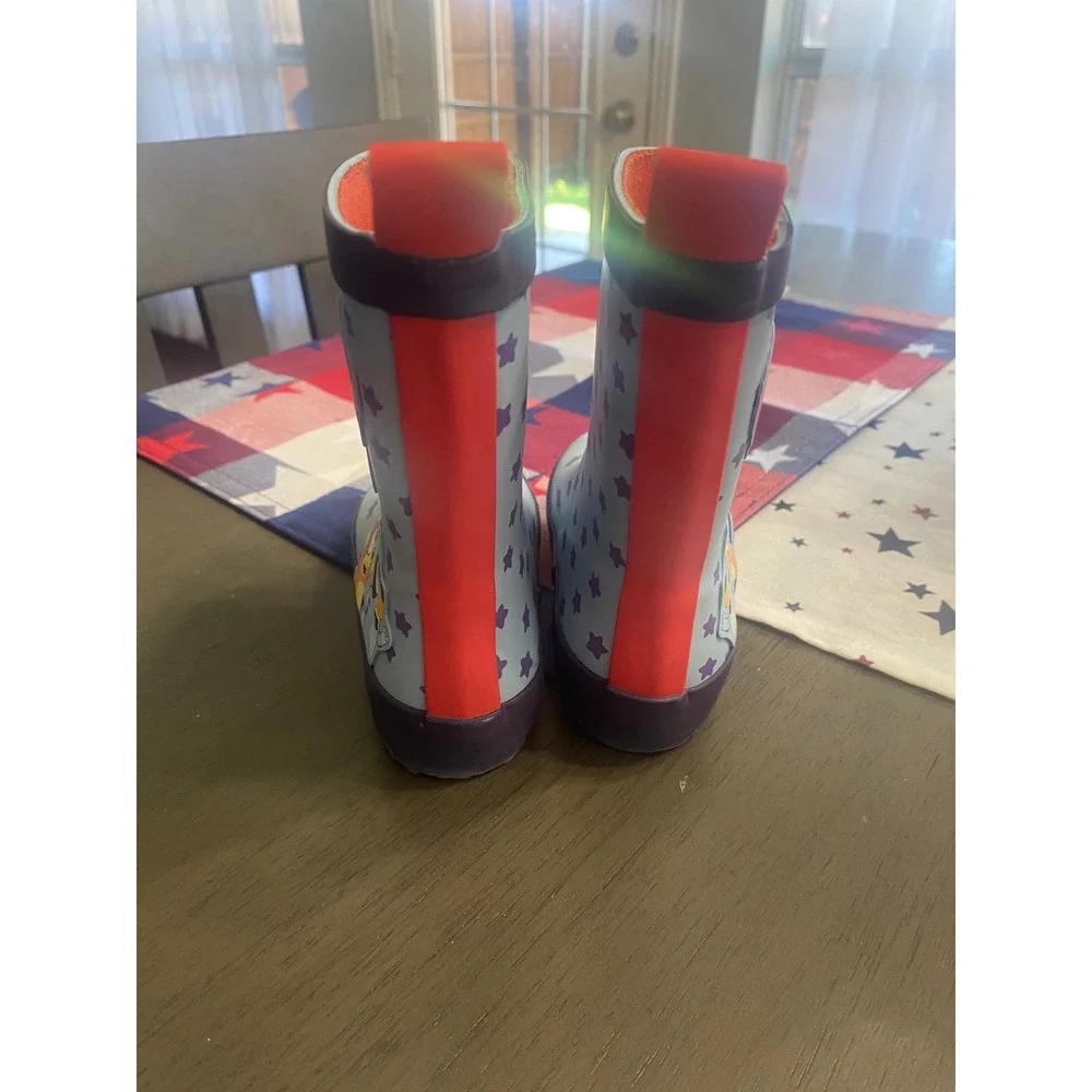 Bluey Toddler Rain Boots Blue Purple Stars Bingo Rubber Wellies Size 5-6